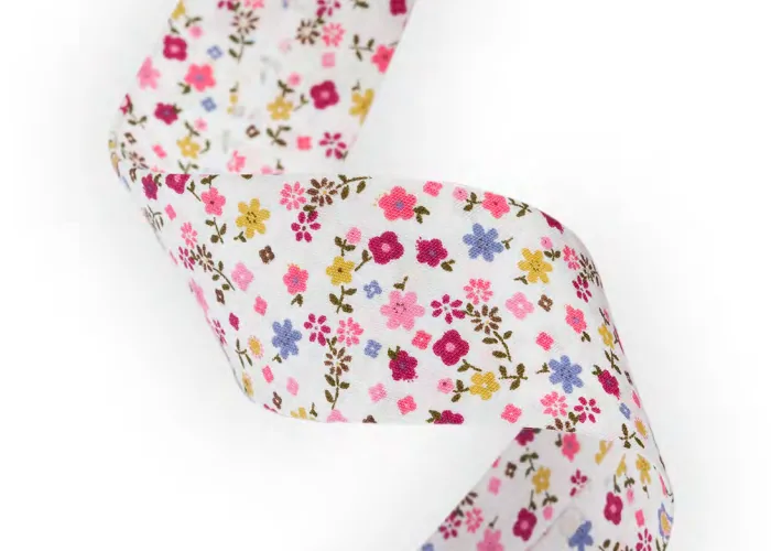 cinta al bies gris flores